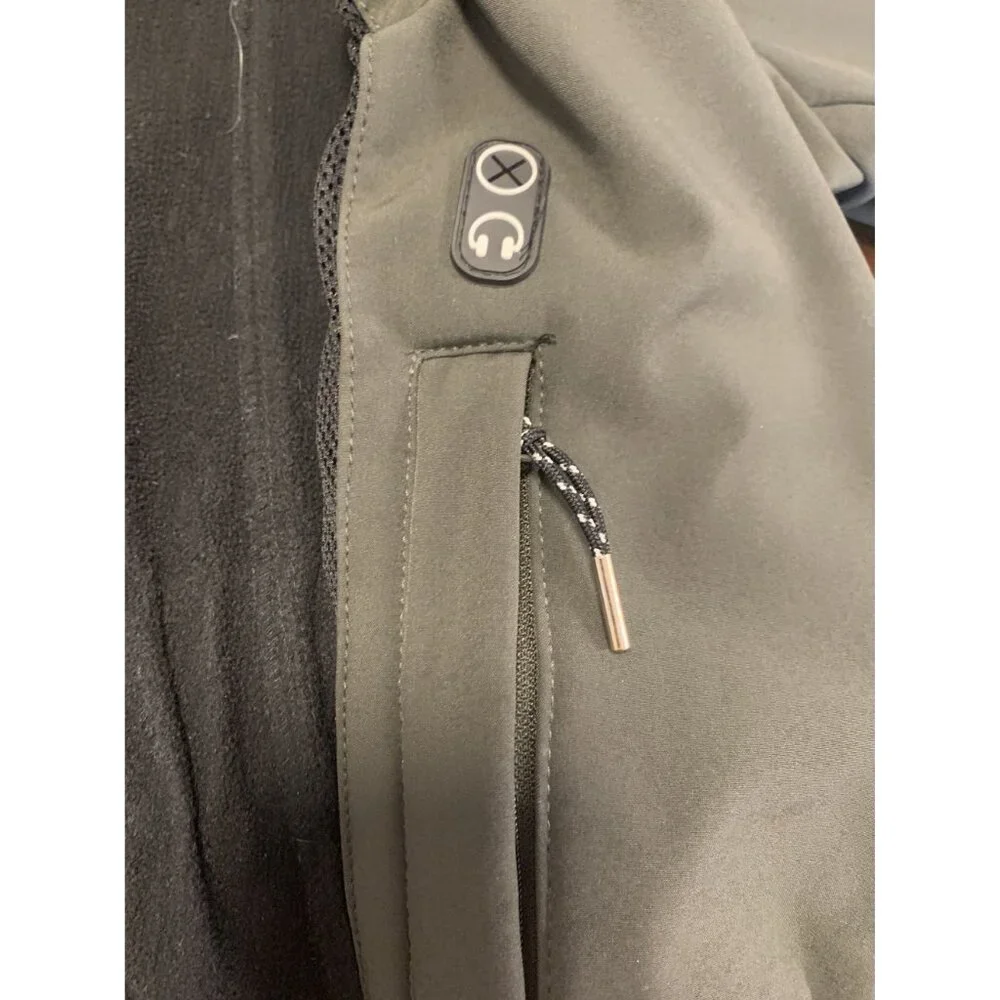 Guess Soft Shell Hooded Green Zip Jacket Size‎ L
